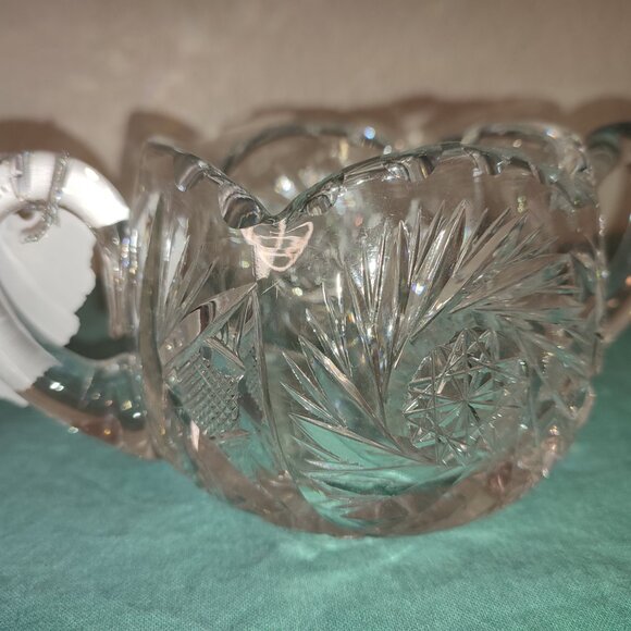Bohemian Crystal Bowl with Handles Vintage Sugar Candy Jar Star Design boho chic - Picture 3 of 7